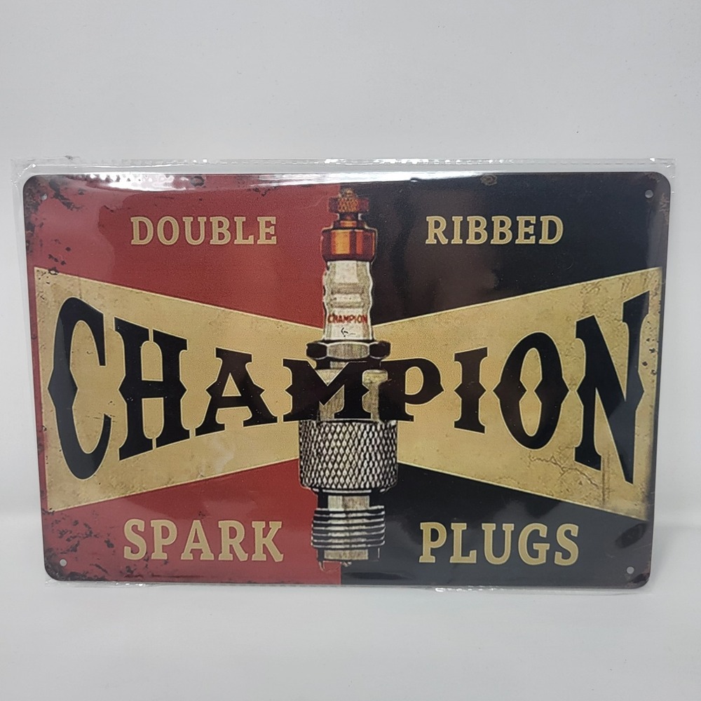 Champion Spark Plugs Metal Garage Mancave Workshop Retro Vintage Look Signs